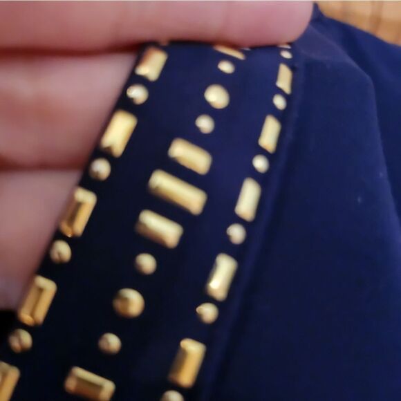 Navy Blue Tunic with Embellished Neckline - Picture 3 of 4